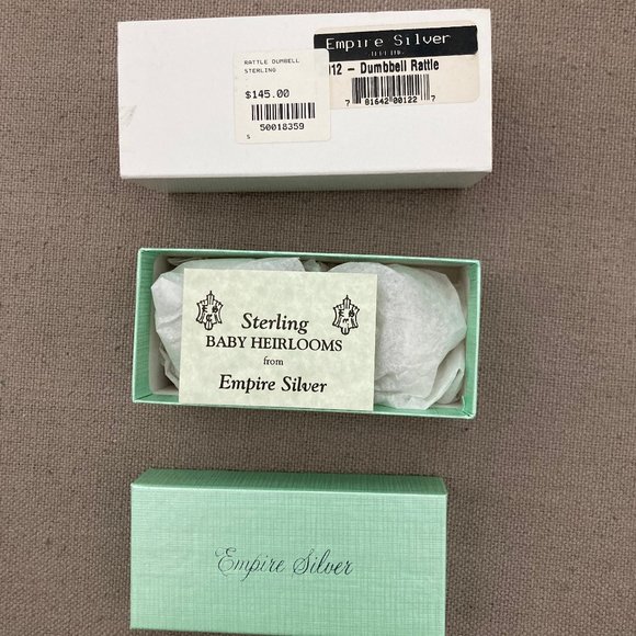 🆕 Brand New in Box - Empire Sterling Silver Polished Plain Dumbbell Baby Rattle - Picture 3 of 9